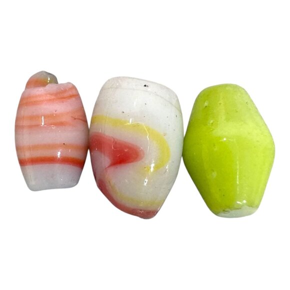 Big Lot of Handcrafted Lampwork Glass Beads Unique Striped Artisan Jewelry Craft - Picture 2 of 7